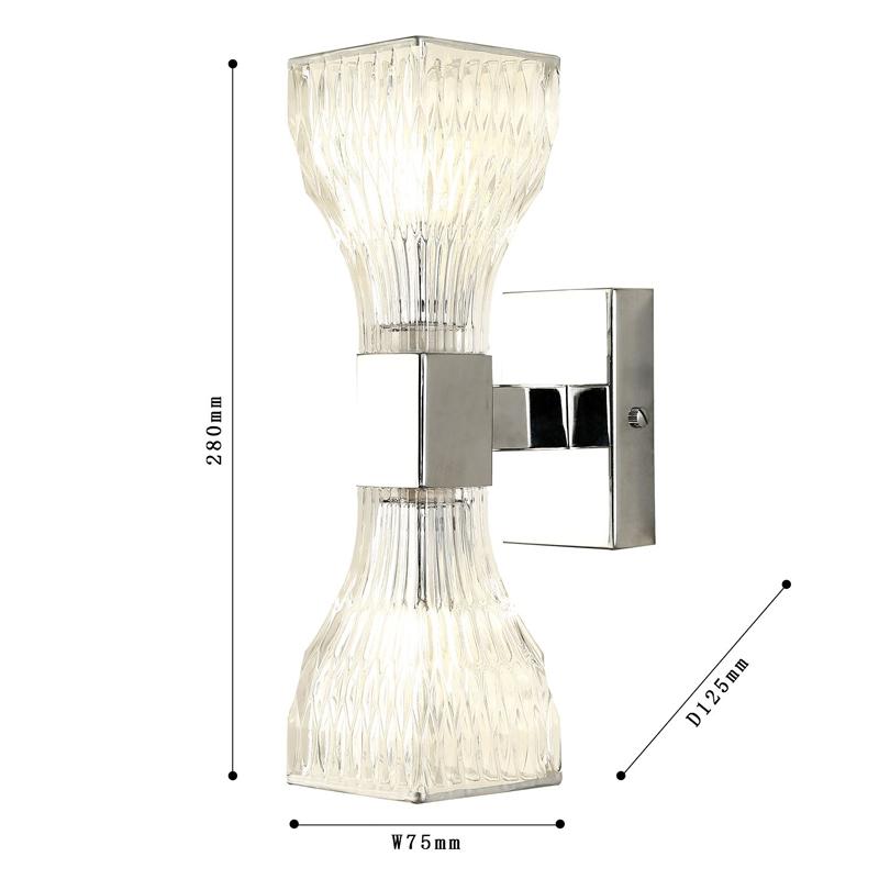 Бра с двумя плафонами из рельефного стекла GLASS HORN Chrome в Перми