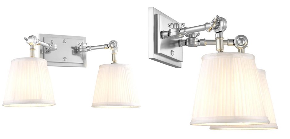 Бра Wall Lamp Wentworth Double Nickel+White Бра Wall Lamp Wentworth Double Nickel+White - Loft-Concept в Перми