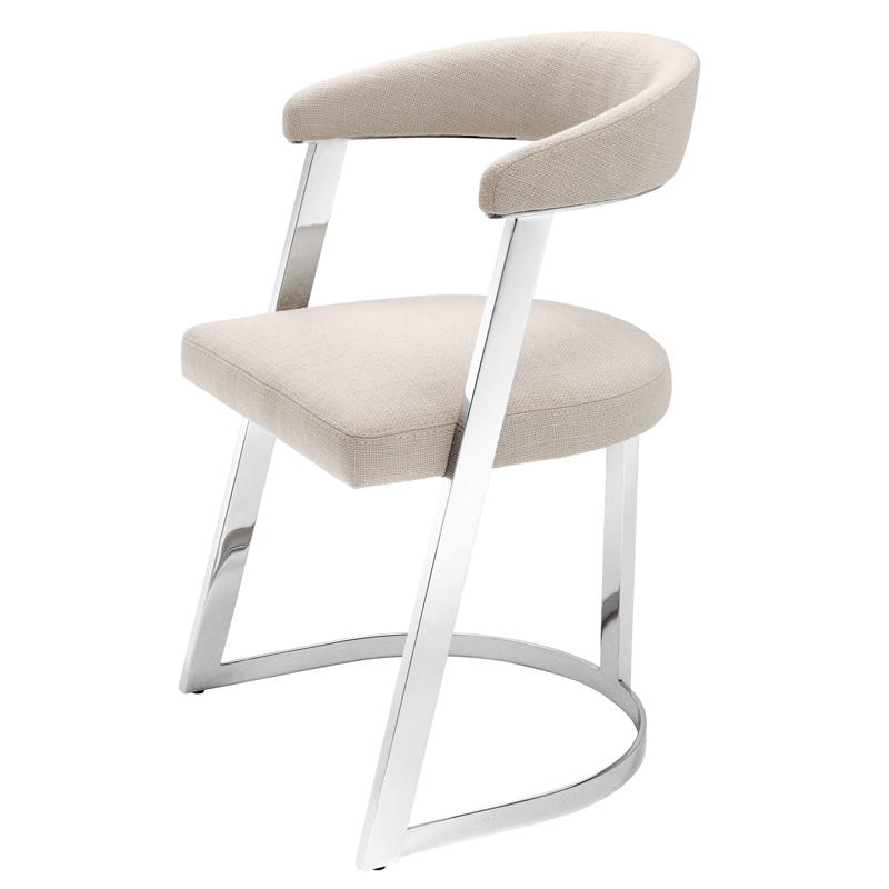 Стул Eichholtz Dining Chair Dexter Nickel Бежевый Никель в Перми | Loft Concept 