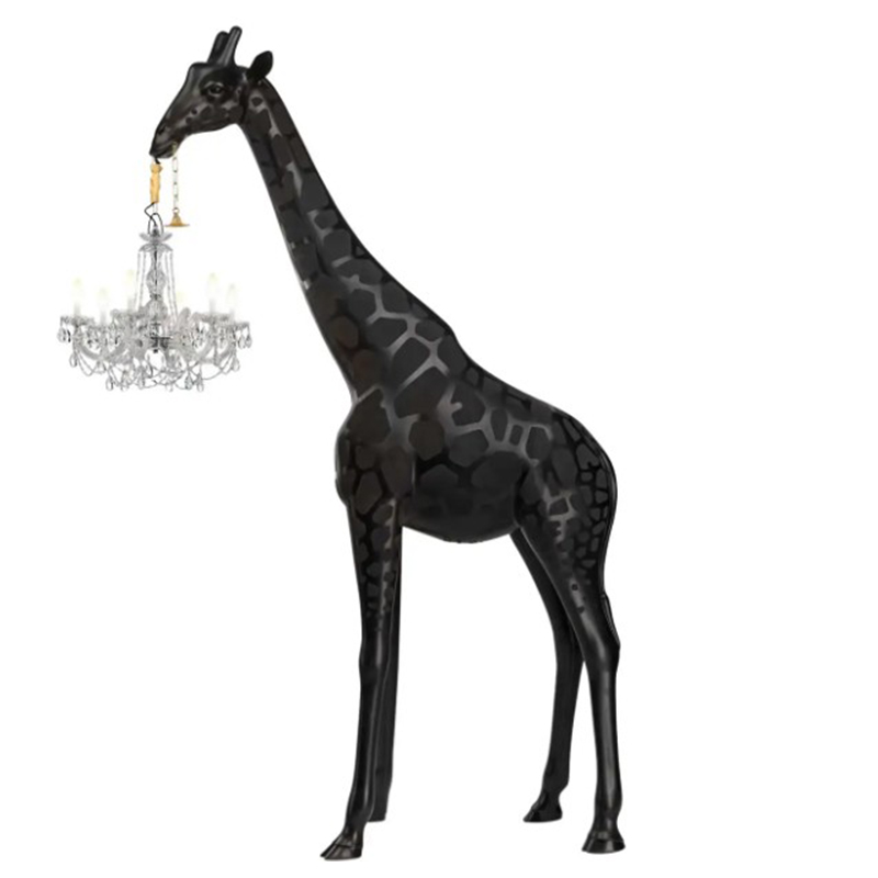 Торшер черный жираф в натуральную величину Giraffe Lamp large size Черный в Перми | Loft Concept 