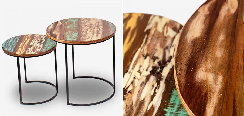 Набор приставных столиков Antique Wood Side Table Набор приставных столиков Antique Wood Side Table - Loft-Concept в Перми