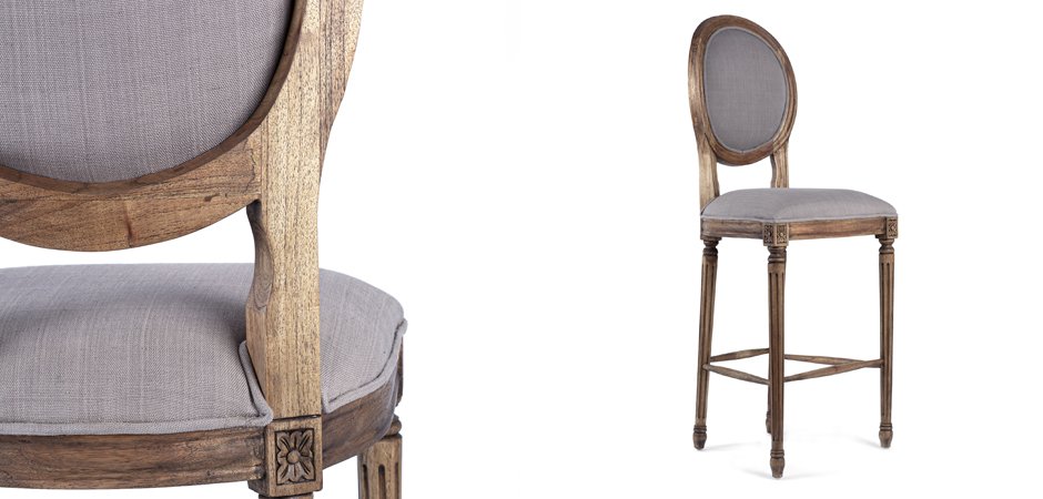 Барный стул REGENCY MEDALLION BARSTOOL Taupe Linen Барный стул REGENCY MEDALLION BARSTOOL Taupe Linen - Loft-Concept в Перми