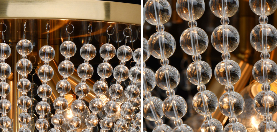 Потолочный светильник Virginia Clear Beads ceiling Gold L Потолочный светильник Virginia Clear Beads ceiling Gold L - Loft-Concept в Перми