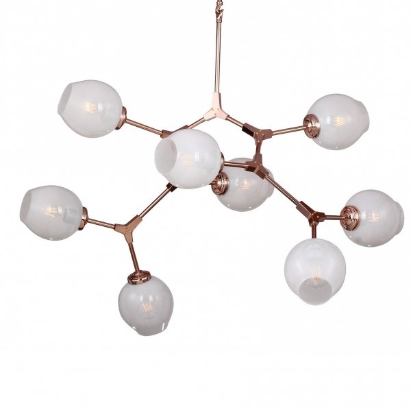 Люстра Branching Bubble Chandelier 8 Milk Молочный Медь в Перми | Loft Concept 