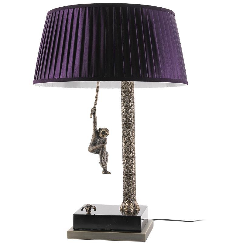 Настольная лампа Джунгли Table Lamp Jungle Purple Латунь Античная полированная Черный Мрамор Nero Пурпурно-фиолетовый в Перми | Loft Concept 