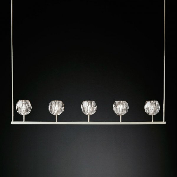 Люстра RH Boule De Cristal Linear Chandelier 5 Прозрачный в Перми | Loft Concept 