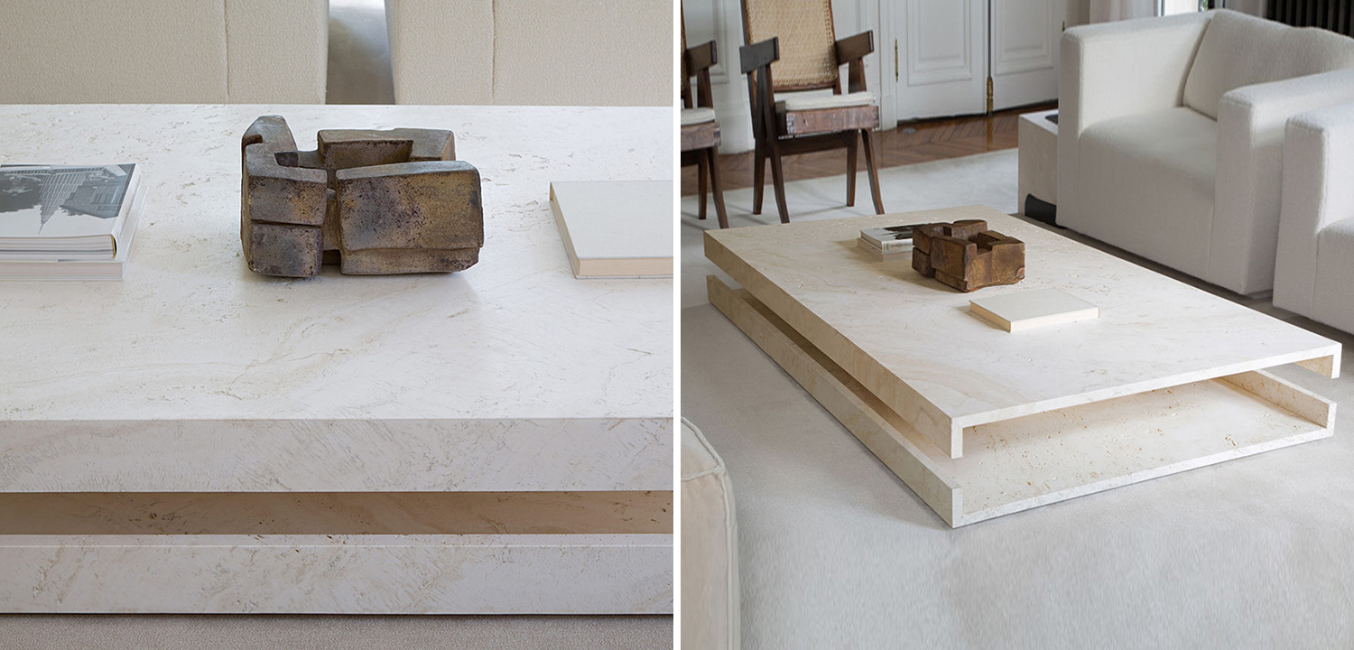 Кофейный стол Allen Travertine Coffee Table - фото