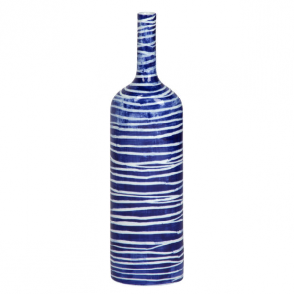 Ваза blue & white ornament Striped Bottle Синий Белый в Перми | Loft Concept 