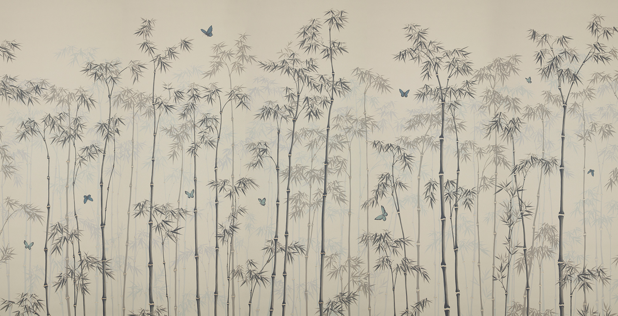 Обои ручная роспись Distant Bamboo Special Colourway on white dyed paper Обои ручная роспись Distant Bamboo Special Colourway on white dyed paper - постер Loft-Concept в Перми