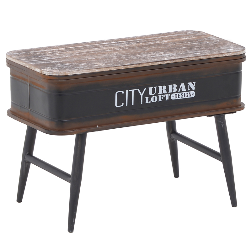 Приставной стол City Urban Loft Design Table black Коричневый винтаж Винтажный черный в Перми | Loft Concept 