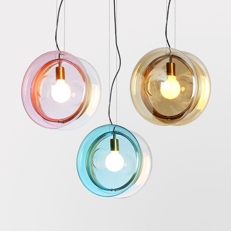 Подвесной светильник PENDANT LIGHT Bomma ORBITAL Прозрачный (Transparent) Янтарь (Amber) Розовый (Rose) Бирюзовый Синий в Перми | Loft Concept 