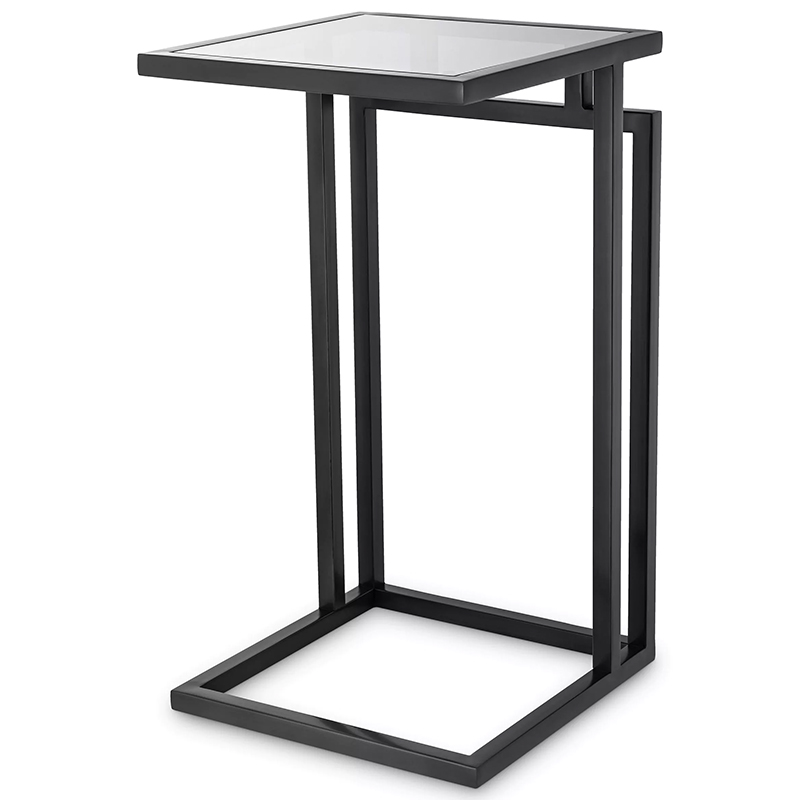 Приставной стол Eichholtz Side Table Marcus Black Черный Стекло Смок в Перми | Loft Concept 