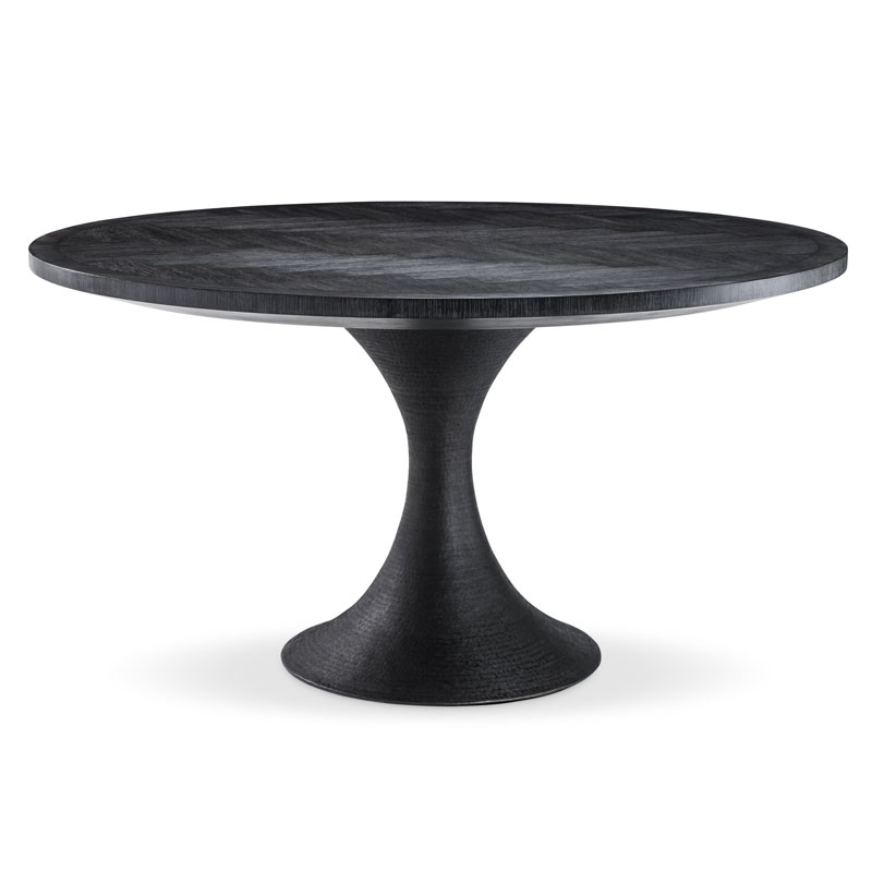 Обеденный стол Eichholtz DINING TABLE MELCHIOR ROUND black Черный в Перми | Loft Concept 