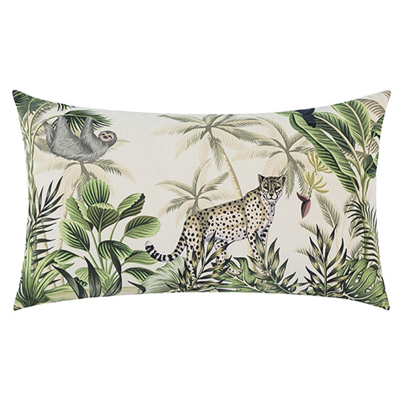 Декоративная подушка Rainforest Animals Cushion Бежевый Зеленый Серый в Перми | Loft Concept 