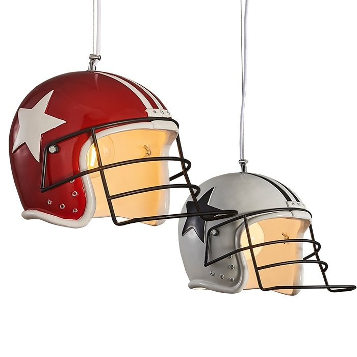 Подвесной светильник Sport Helmet Pendant Белый Красный в Перми | Loft Concept 