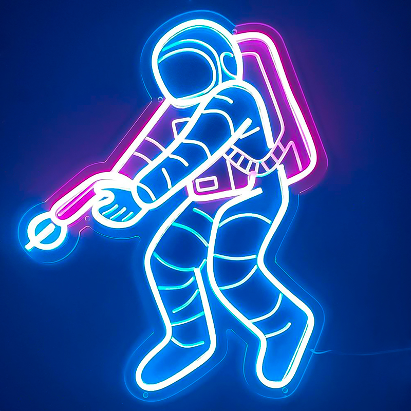 Неоновая настенная лампа Astronaut Neon Wall Lamp Синий Лиловый в Перми | Loft Concept 