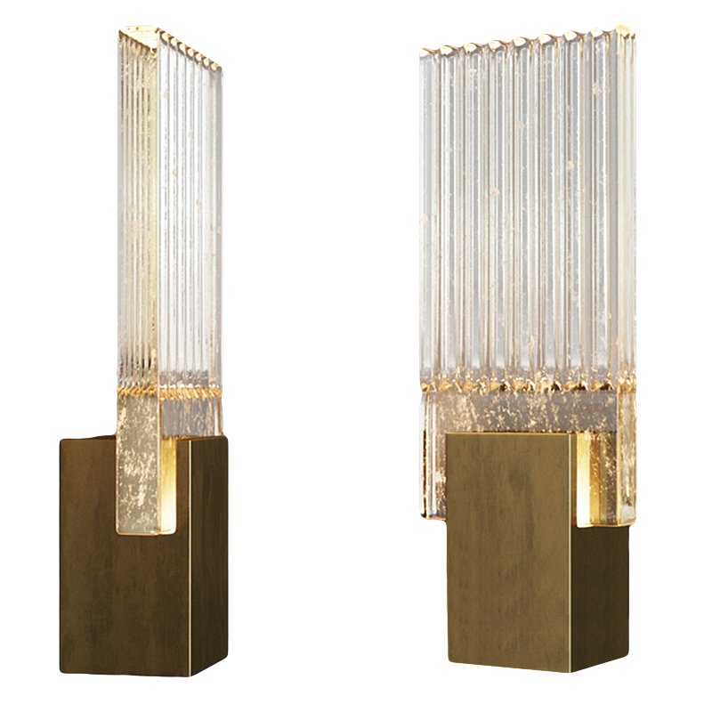 Бра PLEATED GLASS SCONCE Прозрачный (Transparent) Латунь в Перми | Loft Concept 