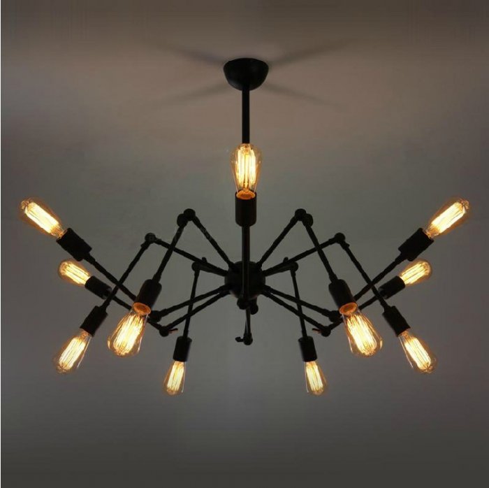 Люстра Loft Industrial Sputnik Chandelier Spider Черный в Перми | Loft Concept 