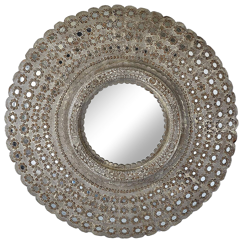 Зеркало Kiran Peacock Mirrors circle Restoration Hardware Бежево-серый в Перми | Loft Concept 