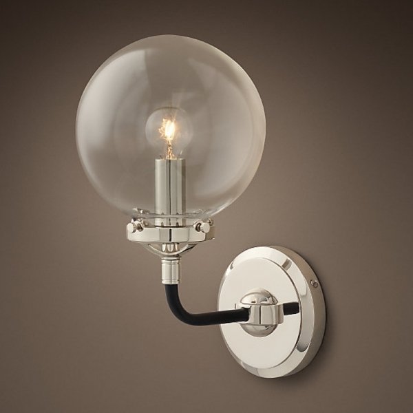 Бра Bistro Globe Clear Glass Single Sconce Nickel  в Перми | Loft Concept 