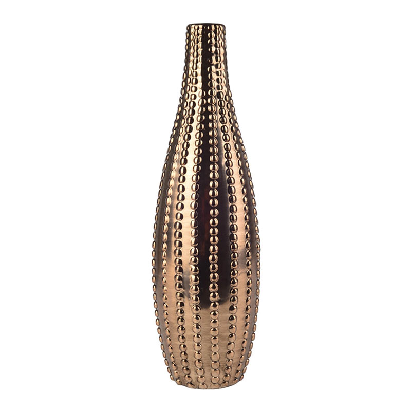 Ваза Ribbed Vase Narrow Throat bronze-gold 34  в Перми | Loft Concept 