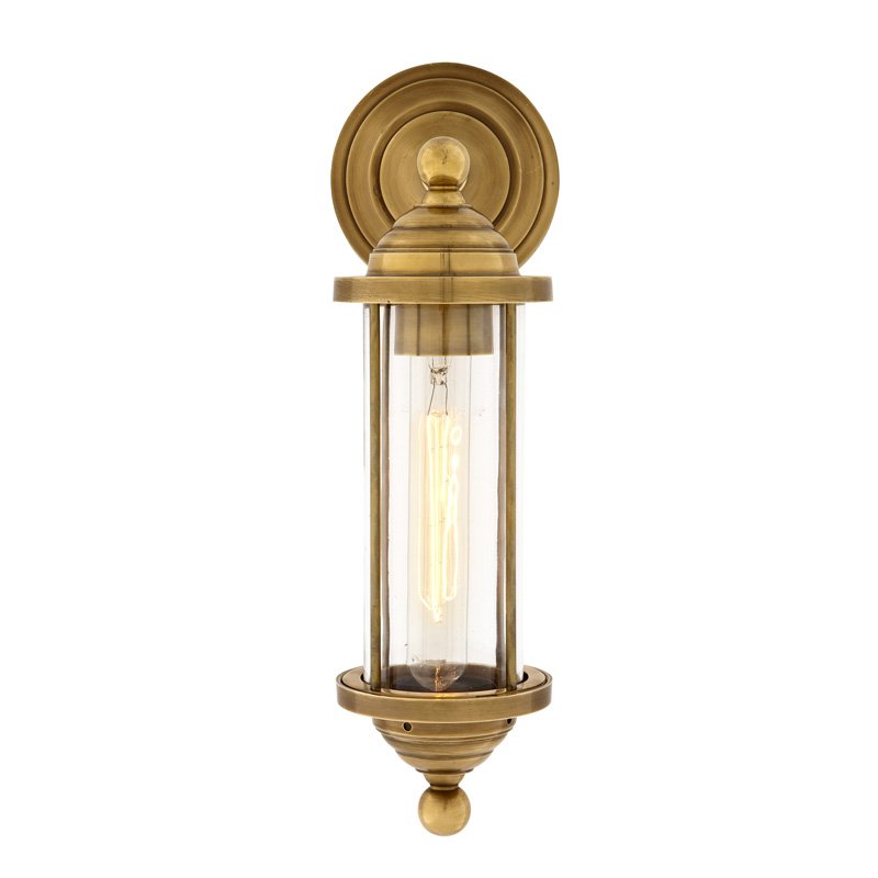 Бра Eichholtz Wall Lamp Clayton Brass Латунь Прозрачное Стекло в Перми | Loft Concept 