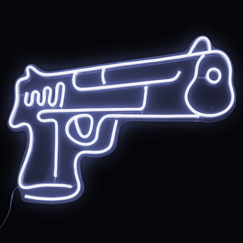 Неоновая настенная лампа Gun Neon Wall Lamp Белый Прозрачный в Перми | Loft Concept 