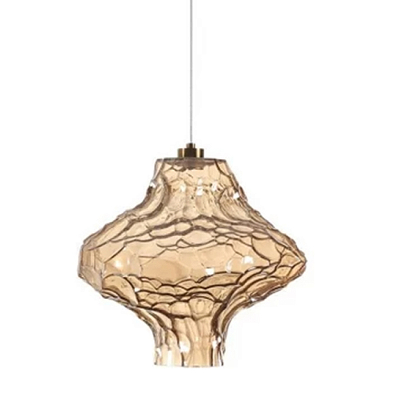 Подвесной светильник с плафоном из фактурного светло-янтарного стекла Light Ensemble Янтарный Бронза в Перми | Loft Concept 