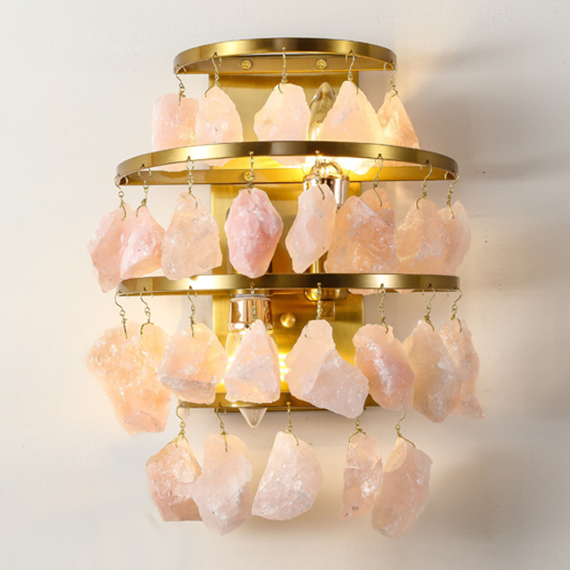 Hardis Pink stone Wall Lamp Латунь Дымчатая Роза в Перми | Loft Concept 