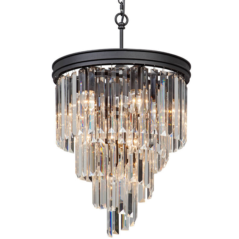 Люстра Odeon Chandelier Helix Black каскад прозрачное стекло  D 48 Прозрачное Стекло Черный матовый в Перми | Loft Concept 