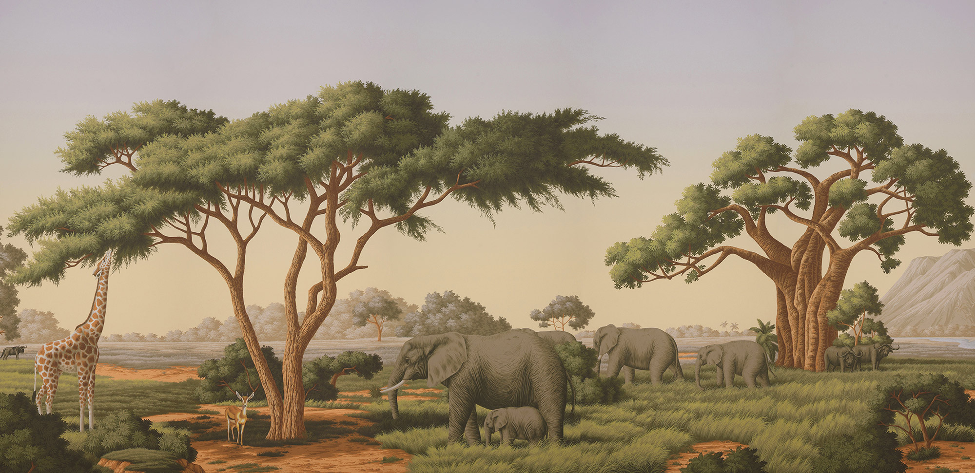 Обои ручная роспись African Savannah Amarelo on scenic paper Обои ручная роспись African Savannah Amarelo on scenic paper - постер Loft-Concept в Перми