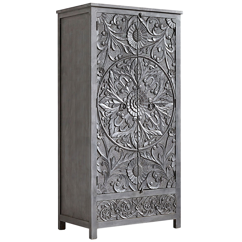 Шкаф Indian Antique White Furniture Cupboard Devan серый Серый в Перми | Loft Concept 