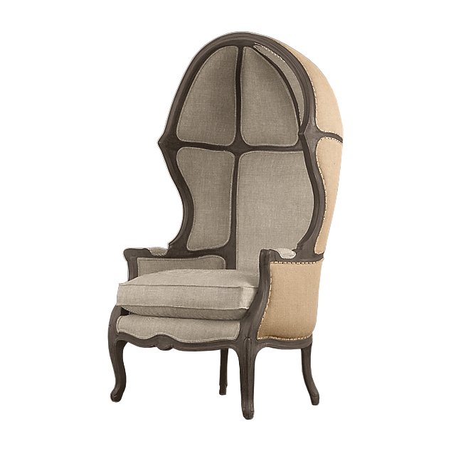 Кресло купол RH Versailles Domed Burlap Backed Chair ivory ( слоновая кость ) Серый Дерево Акация в Перми | Loft Concept 