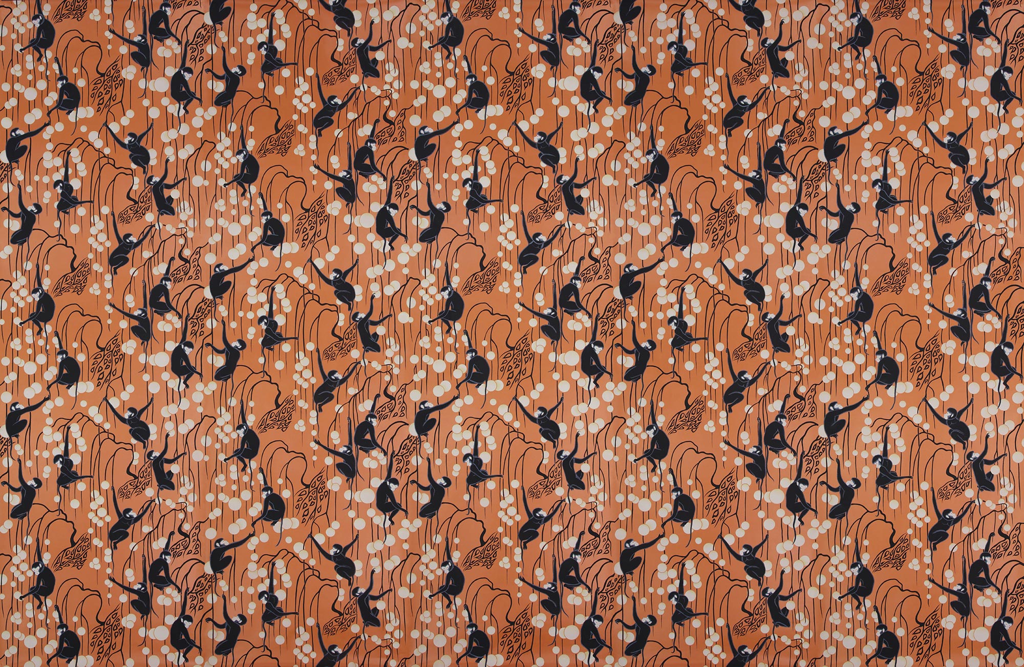 Обои ручная роспись Deco Monkeys Terracotta on dyed paper Обои ручная роспись Deco Monkeys Terracotta on dyed paper - постер Loft-Concept в Перми
