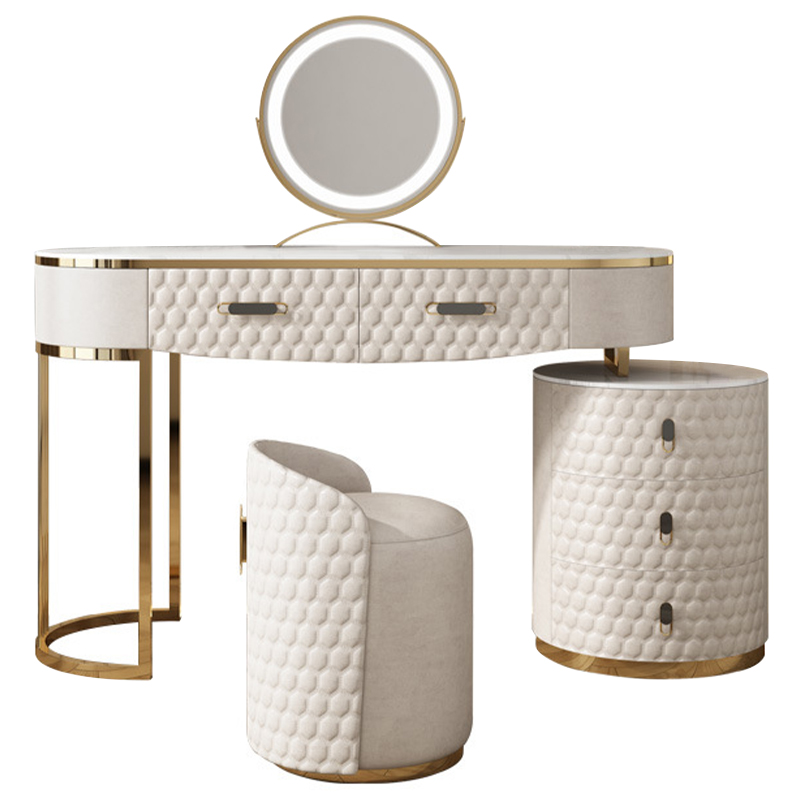 Трельяж Kathryn Bedroom Dressing Table White Белый Глянцевое золото Белый Мрамор Bianco в Перми | Loft Concept 