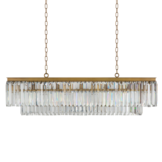 Люстра RH 1920s Odeon Clear Gold Square Chandelier Прозрачное Стекло Латунь в Перми | Loft Concept 