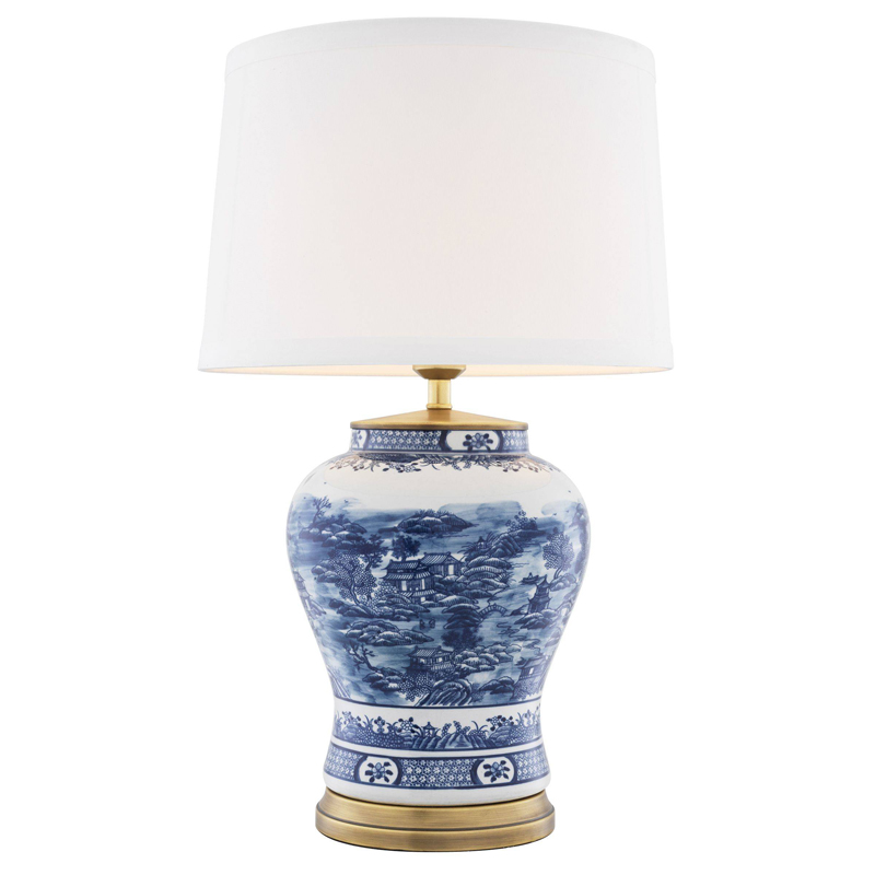 Настольная лампа Eichholtz Table Lamp Chinese Blue Белый Синий Латунь Античная полированная в Перми | Loft Concept 