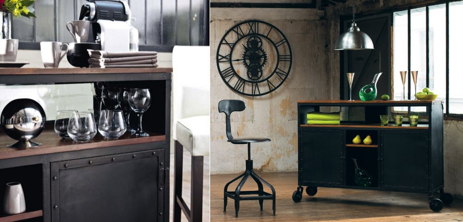 Комод в стиле Индастриал на колёсах Industrial Bar Oak Chest Комод в стиле Индастриал на колёсах Industrial Bar Oak Chest - Loft-Concept в Перми