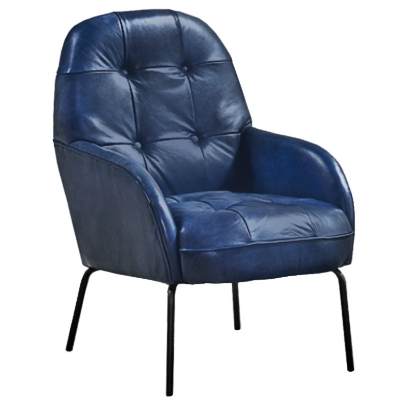 Кресло SHAPKIN LEATHER ARM CHAIR BLUE Синий Черный в Перми | Loft Concept 