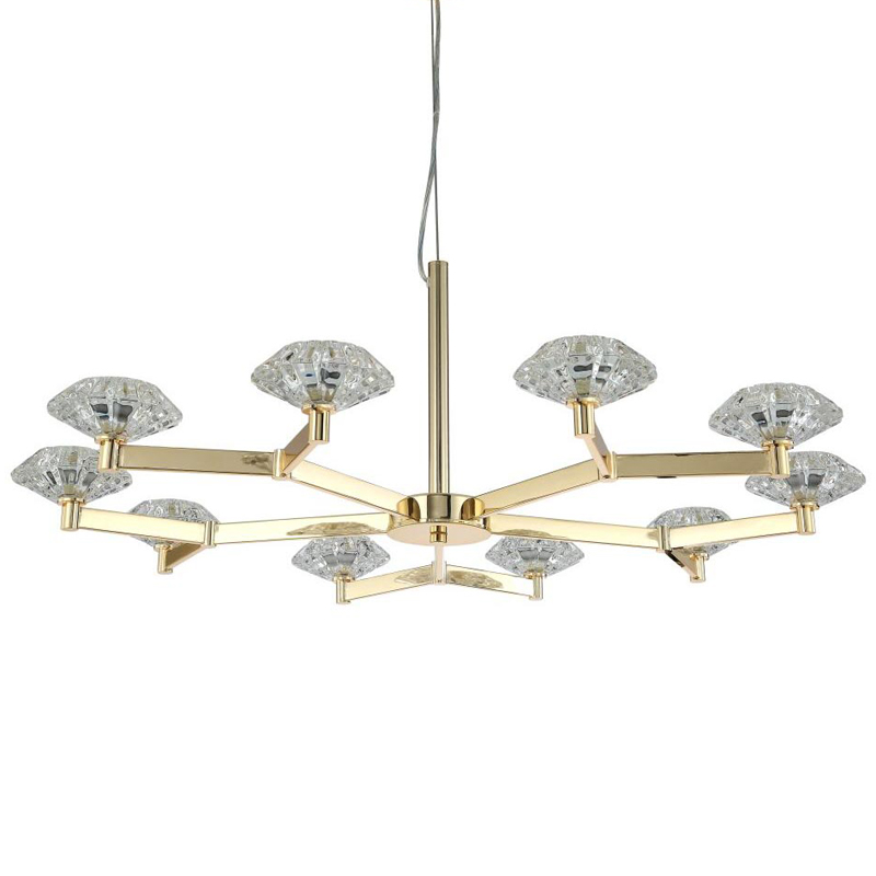 Люстра Yerker Chandelier Gold 10 Глянцевое золото Прозрачный в Перми | Loft Concept 