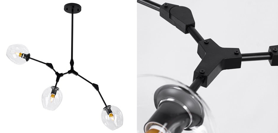 Люстра Сrumpled Glass Bubble Chandelier Black 3 плафона Люстра Сrumpled Glass Bubble Chandelier Black 3 плафона - Loft-Concept в Перми