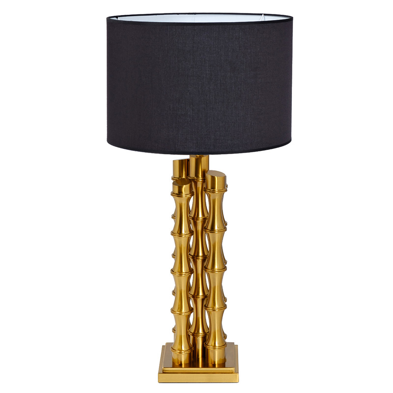 Настольная лампа с Черным Абажуром Damian Gold Table Lamp Глянцевое золото Черный в Перми | Loft Concept 