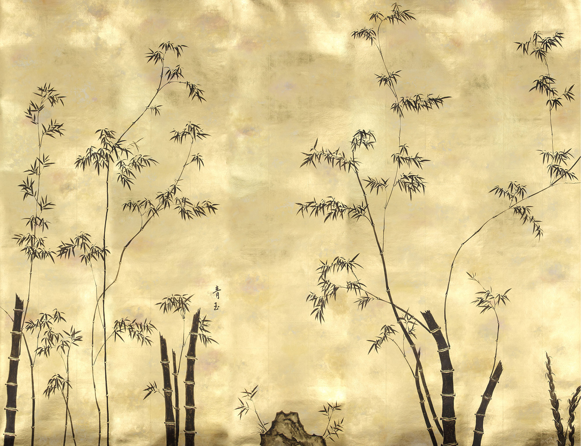 Обои ручная роспись Bamboo Quicksilver on Warm Gold gilded tea paper Обои ручная роспись Bamboo Quicksilver on Warm Gold gilded tea paper - постер Loft-Concept в Перми