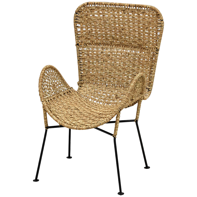 Плетеный стул на металлических ножках Tong Wicker Chair Коричневый Черный в Перми | Loft Concept 