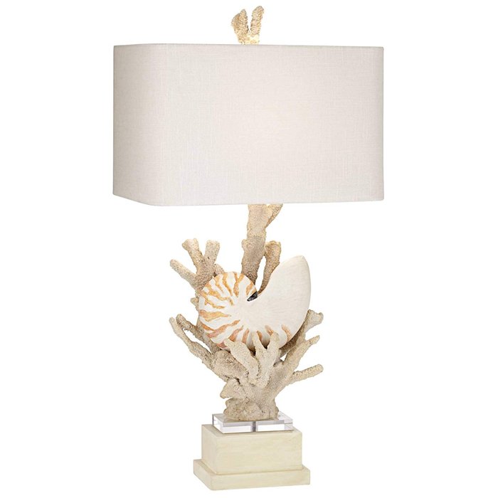 Nautilus Shell and White Coral Table Lamp Молочный Бежевый в Перми | Loft Concept 