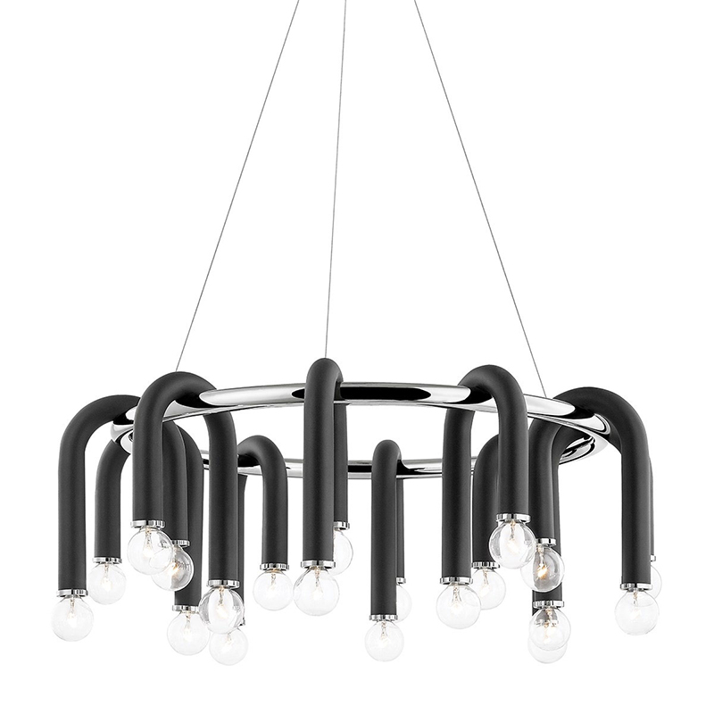 Люстра Paulson floppy chandelier round chrome Черный Хром в Перми | Loft Concept 