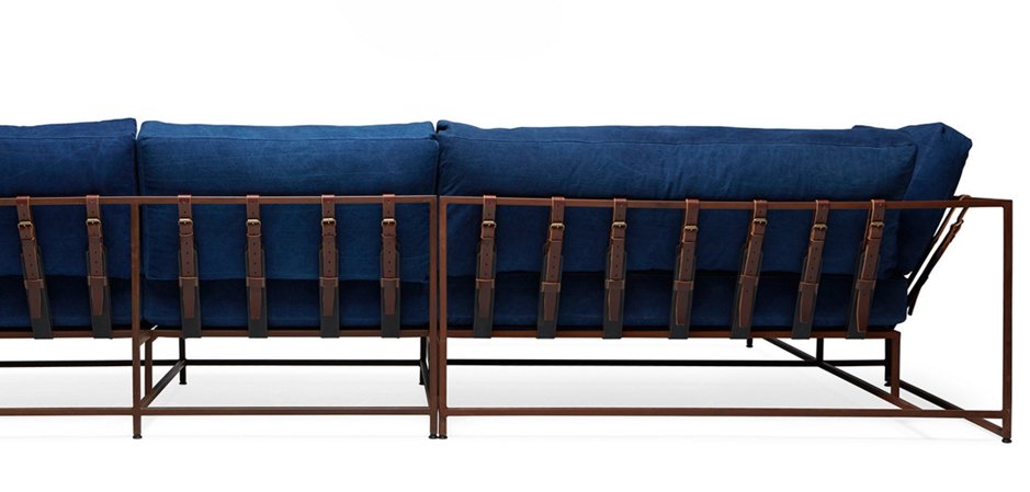 Угловой диван Indigo Denim and copper Sectional sofa Угловой диван Indigo Denim and copper Sectional sofa - Loft-Concept в Перми