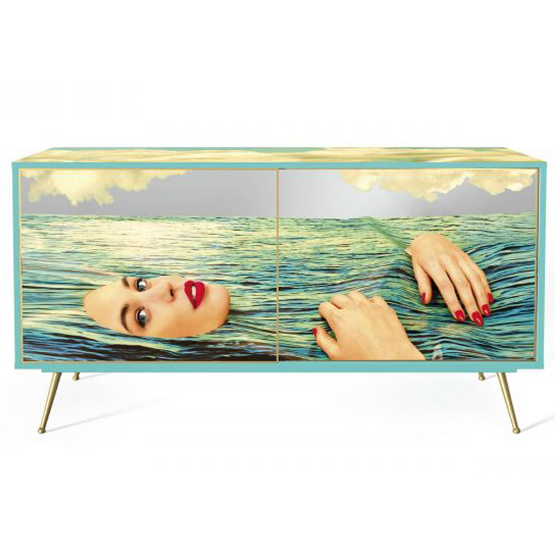 Комод Seletti Cabinet Sliding Door Sea Girl Мульти Золотой Шампань в Перми | Loft Concept 