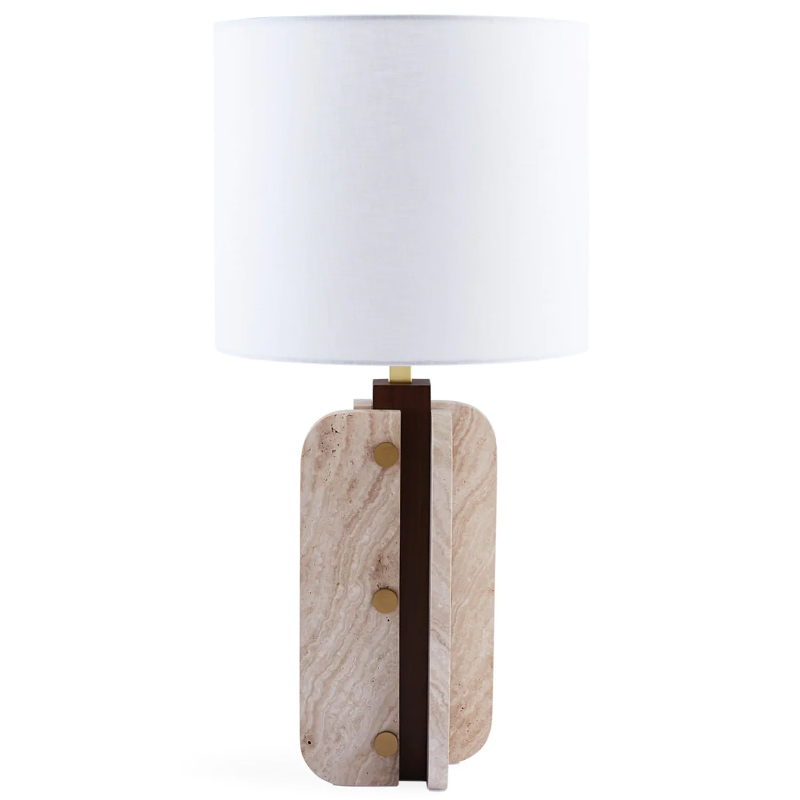 Настольная лампа TOPANGA COLUMN TABLE LAMP Белый Латунь Коричневый Бежевый в Перми | Loft Concept 