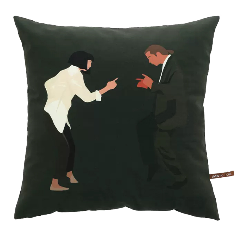 Декоративная подушка Pulp Fiction Dance Cushion Зеленый Бежевый Черный в Перми | Loft Concept 